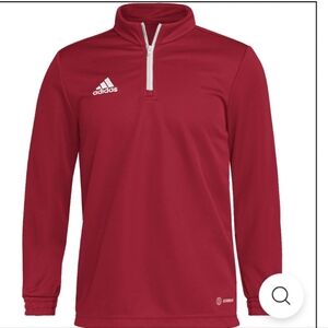 Adidas Athletic Youth Boys RED 1/4 Zip Pullover Long Sleeve Shirt SZ MED